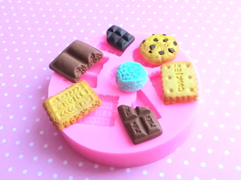 Chocolates Cookies And Ice Cream Silicone Mold, Cupcake Polymer Clay Mold, Flexible Push Mold, Dollhouse Miniature Mold, Resin Mold, #8