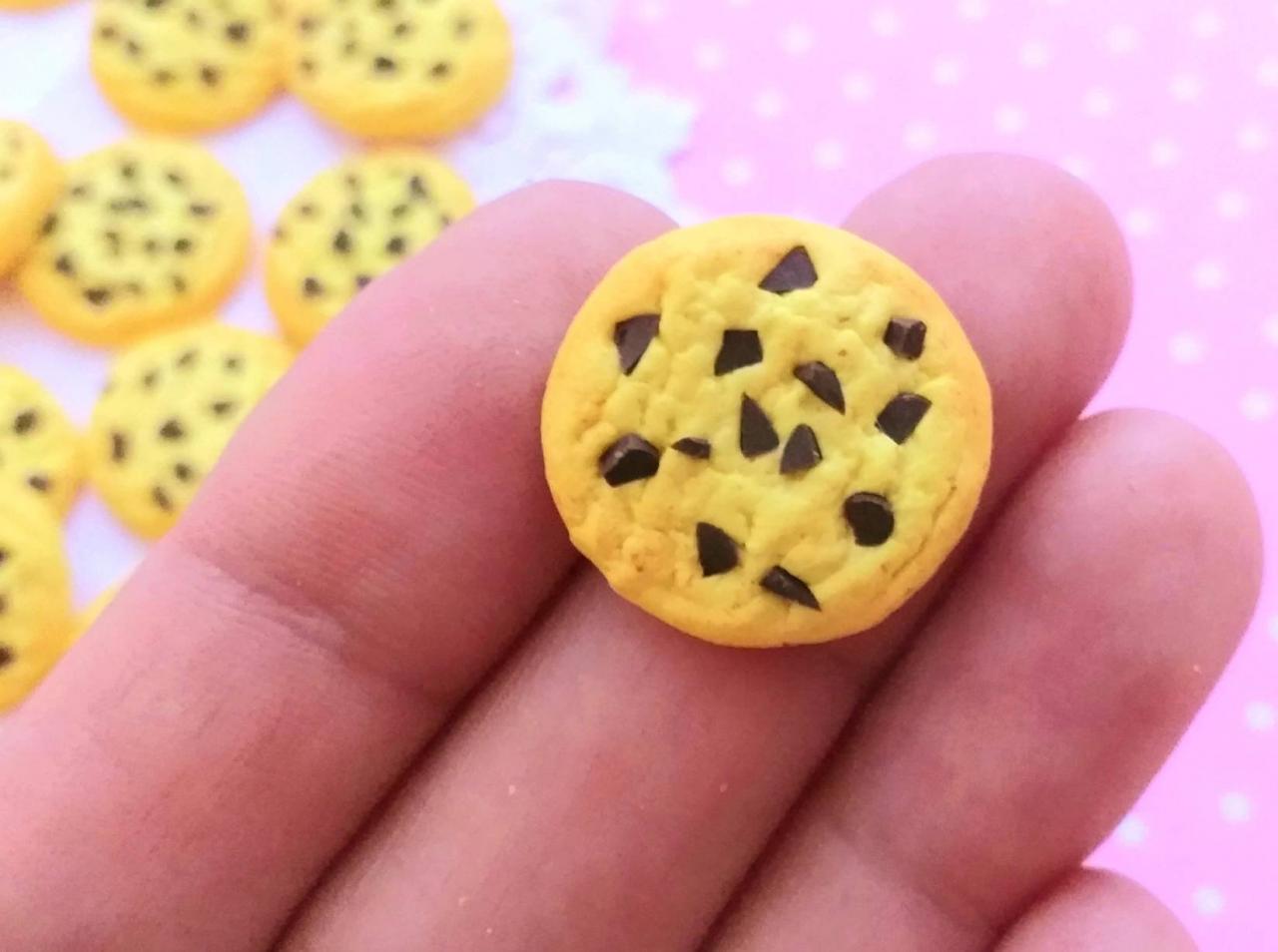 4 Chocolate Chip Cookies Cabochons, Decoden, Diy, Fake Food Cabochons , Slime, Polymer Clay, Phone Case, Dollhouse