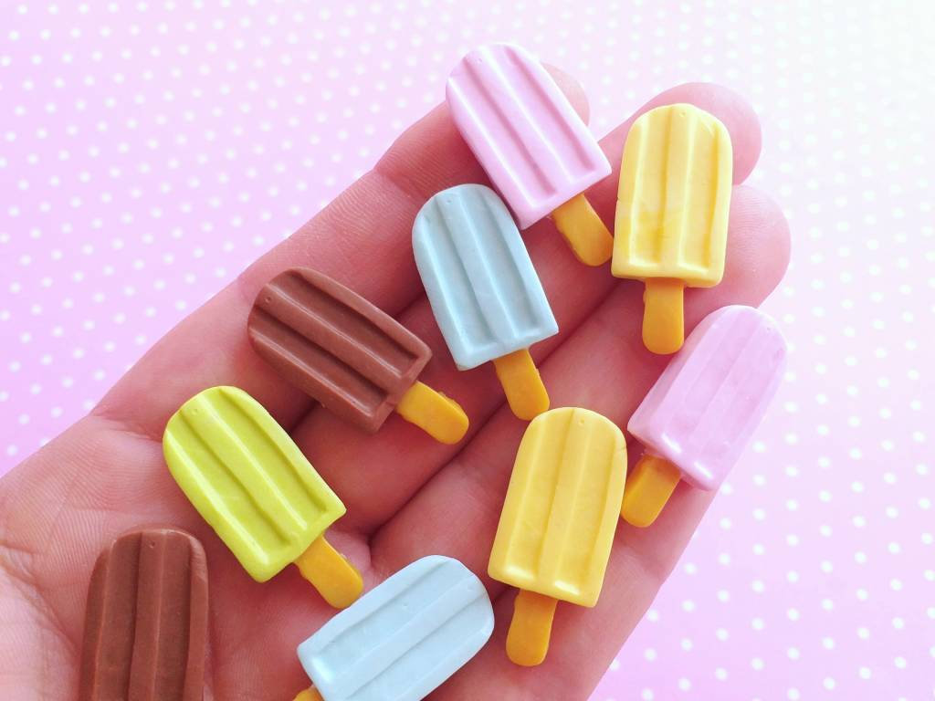 2 Popsicle Cabochons, Decoden, Diy, Fake Food Cabochons, Flatback, Slime, Polymer Clay, Phone Case, Craft Supplies