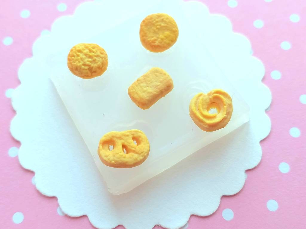 Miniature Cookies Silicone Mold, Cookie Polymer Clay Mold, Flexible Push Mold, Dollhouse Miniature Mold, Kawaii Decoden, Resin Mold, #11