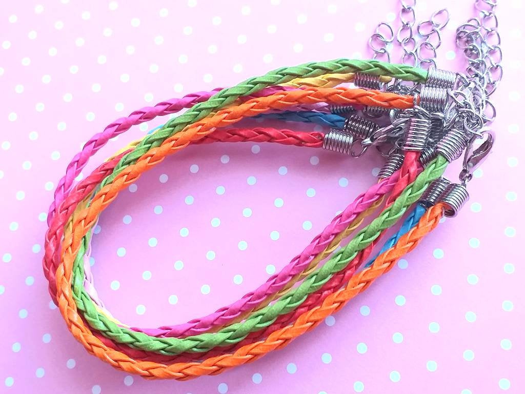 12 Faux Leather Braided Bracelets, Braided Bracelets, Jewelry Supplies, Mixed Colors
