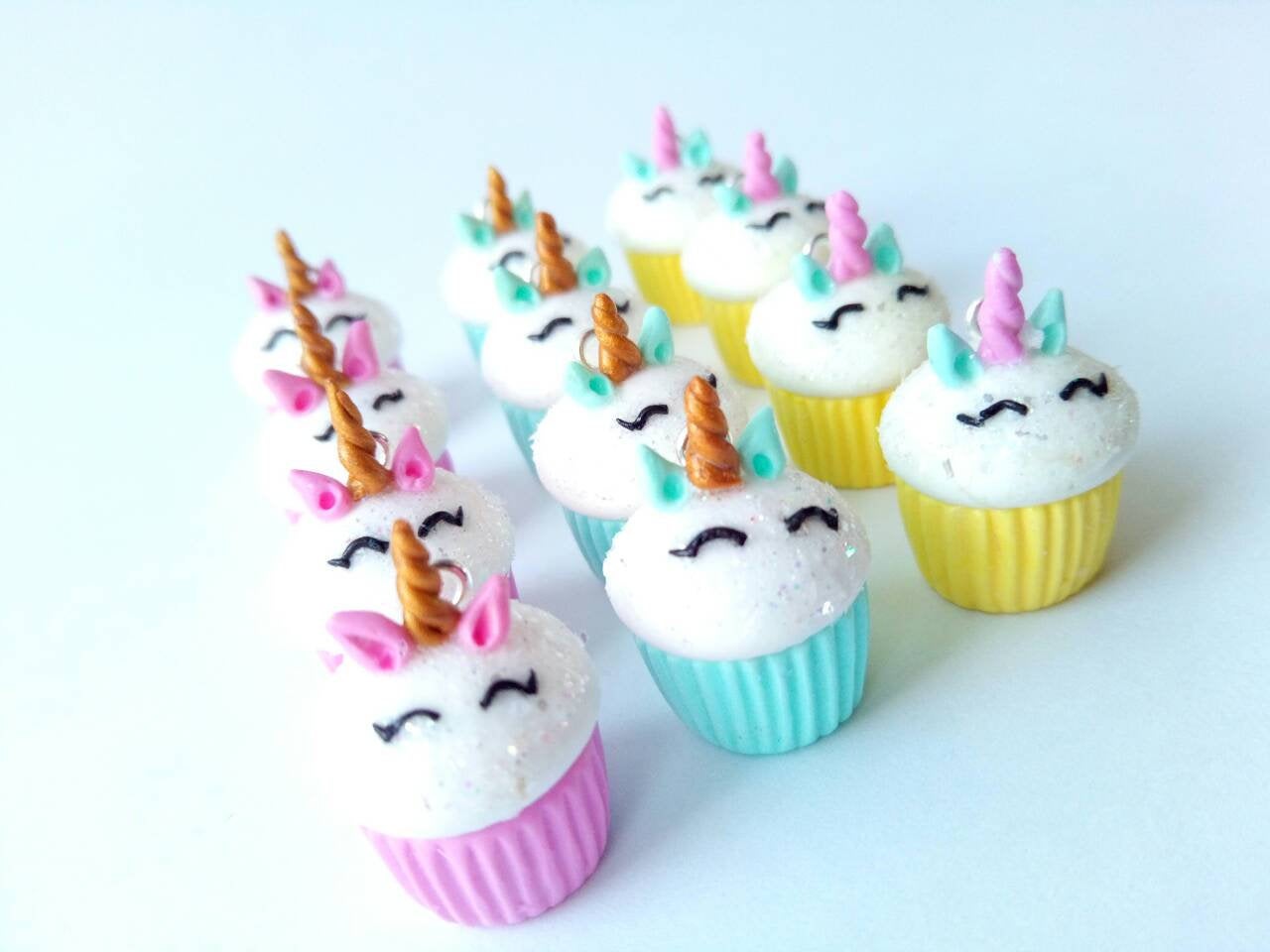 Unicorn Cupcake Charm - Miniature Food - Kawaii Charms - Polymer Clay Charms - Food Jewelry - Gift - Necklace Pendant - Food Keychain