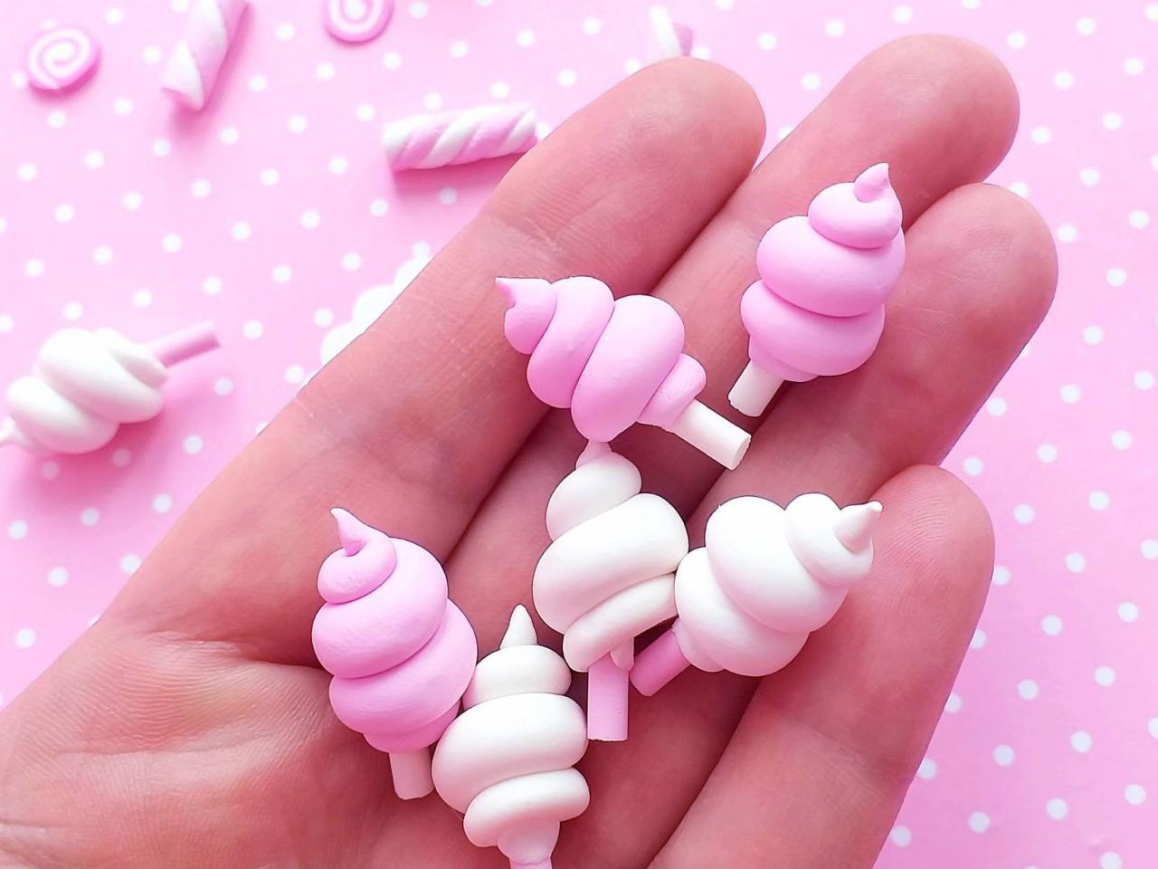 2 Cotton Candy Cabochons, Decoden, Diy, Fake Food Cabochons , Slime, Polymer Clay, Phone Case, Scrapbooking