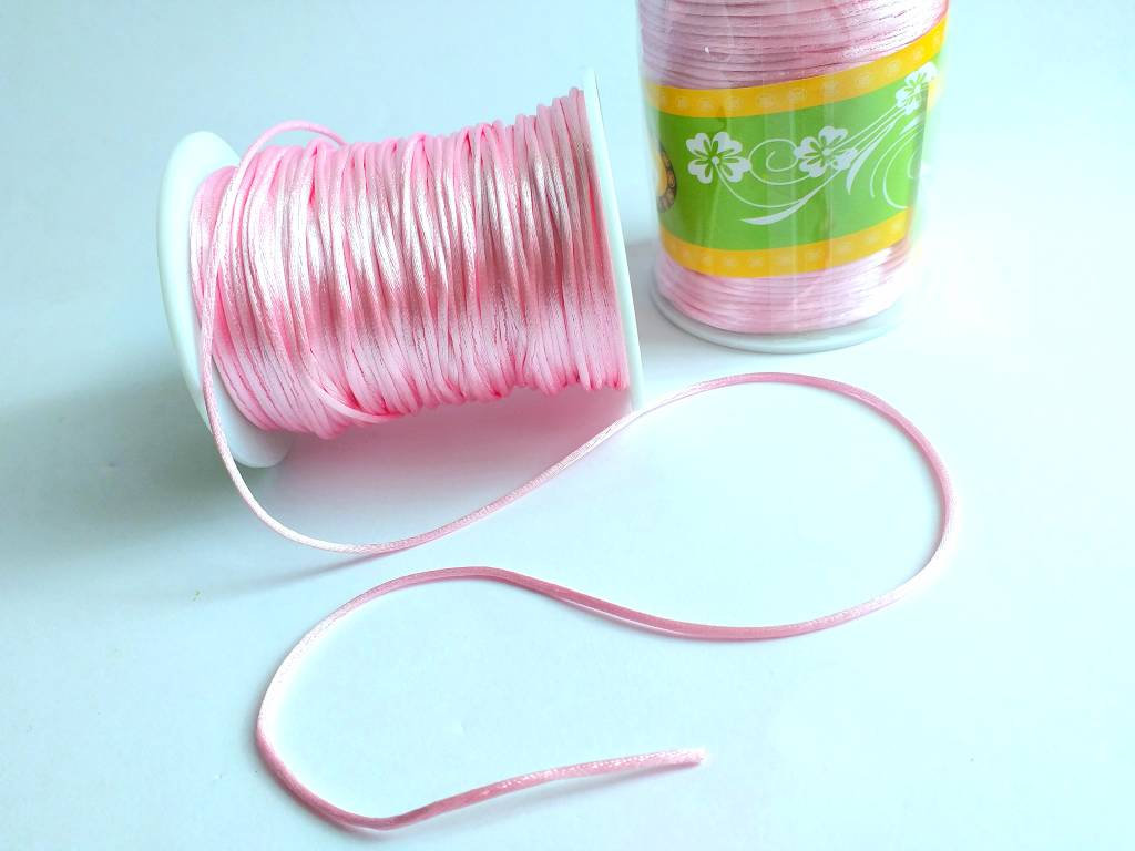 80m Pink Satin Cord, Nylon Cord For Making Jewelry, 1,5mm