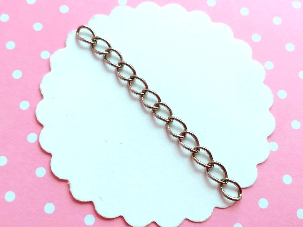40 Chain Extension 50x3mm Silver Tone, Jewelry Supplies