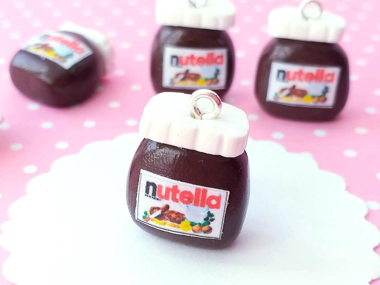 Miniature Nutella Jar Charm - Miniature Food - Kawaii Charms - Polymer Clay Charms - Food Jewelry - Gift - Necklace Pendant - Food Keychain