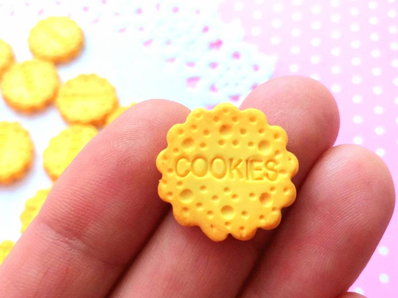 4 Cookies Cabochons, Decoden, Diy, Fake Food Cabochons , Slime, Polymer Clay, Phone Case, Dollhouse, Craft Supplies