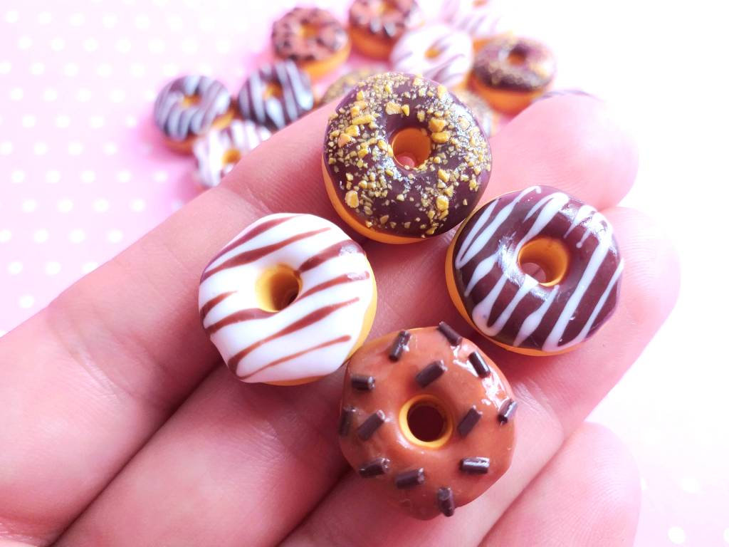 4 Chocolate Donut Cabochon, Decoden, Diy, Fake Food Cabochons , Slime, Polymer Clay, Phone Case, Scrapbooking