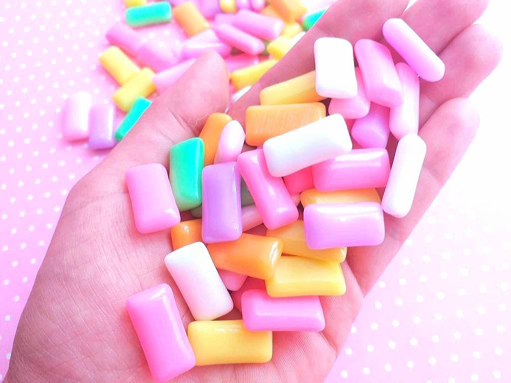 5 Chewing Gum Cabochons, Resin Chicklet Gum, Mixed Cabochons, Flatback, Slime, Decoden, Fake Food Cabochons