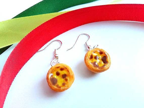 Portuguese Egg Tart Earrings - Miniature Food - Dangle Earrings - Kawaii Charms - Polymer Clay Charms - Food Jewelry - Gift - Portugal