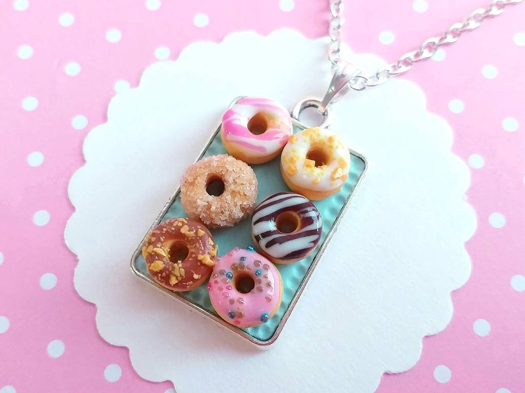 Donuts Necklace - Charm Necklace Pendant - Food Jewelry - Kawaii Fashion - Gift